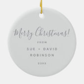 Holiday Greeting Silver Christmas Trees Gold Bows Keramisch Ornament (Achterkant)