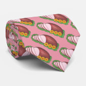 Holiday Ham Kerstmis Pasen Diner Voedsel Print Stropdas (Opgerold)