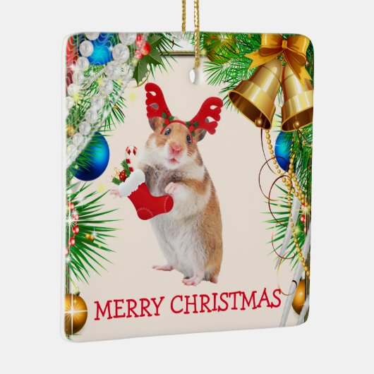 Holiday Hamster Mouse Kerstmis Keramisch Ornament (Rechts)
