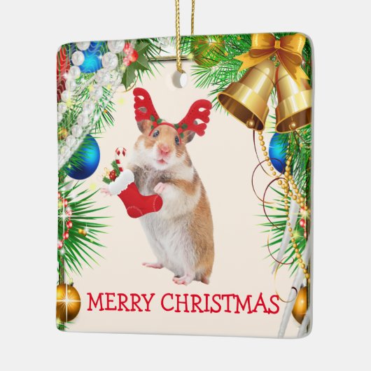 Holiday Hamster Mouse Kerstmis Keramisch Ornament (Links)