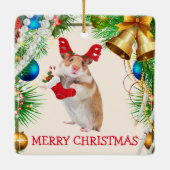 Holiday Hamster Mouse Kerstmis Keramisch Ornament (Achterkant)