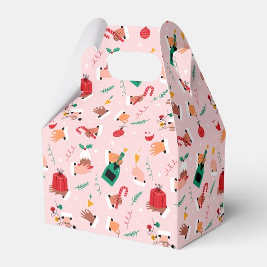 Holiday Hands Feestelijke Viering Patroon Bedankdoosjes (Achterkant)