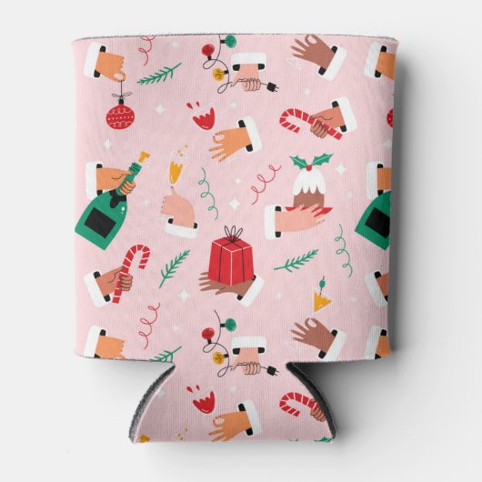 Holiday Hands Feestelijke Viering Patroon Blikjeskoeler (Voorkant)