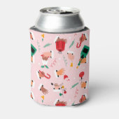 Holiday Hands Feestelijke Viering Patroon Blikjeskoeler (Blikje Achterkant)