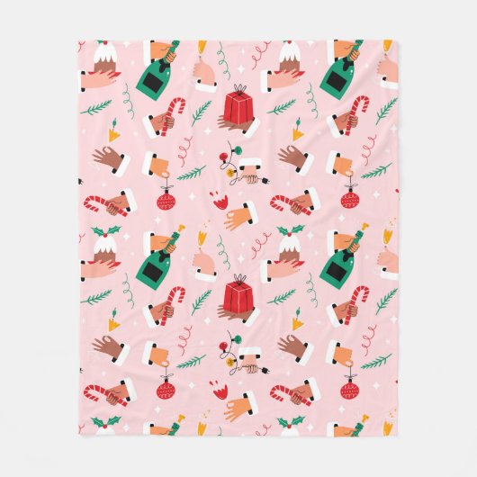 Holiday Hands Feestelijke Viering Patroon Fleece Deken (Voorkant)