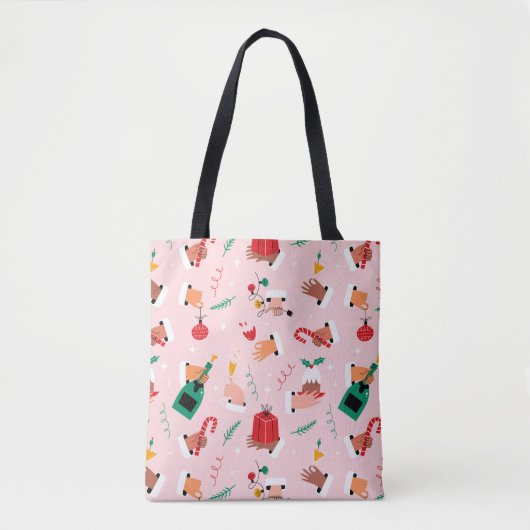 Holiday Hands Feestelijke Viering Patroon Tote Bag (Voorkant)