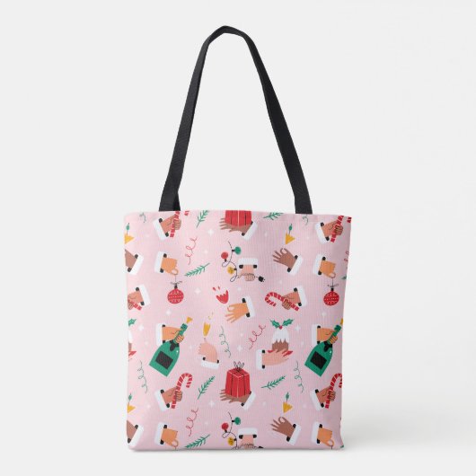 Holiday Hands Feestelijke Viering Patroon Tote Bag (Achterkant)