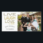 Holiday Hanukkah Card "Love a Latke" Foto Feestdagenkaart<br><div class="desc">Holiday, Hanukkah-fotokaart, "Live Laugh Love a Latke" Glossy, fotokaart met witte envelop. Personaliseer door foto's en de formulering te vervangen, "Happy Hanukkah, Blumbergs" Pas de tekst aan door uw favoriete doopvontstijl, kleur en grootte te kiezen. Bedankt om te stoppen en te winkelen. Veel waardering. Happy Hanukkah! Deel je speciale momenten...</div>