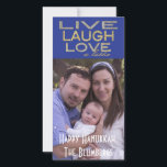 Holiday Hanukkah Fotokaart "Love a Latke" Feestdagenkaart<br><div class="desc">Holiday, Hanukkah-fotokaart, "Live Laugh Love a Latke" Glossy, fotokaart met witte envelop. Personaliseer door foto's en de formulering te vervangen, "Happy Hanukkah, Blumbergs" Pas de tekst aan door uw favoriete doopvontstijl, kleur en grootte te kiezen. Bedankt om te stoppen en te winkelen. Veel waardering. Happy Hanukkah! Deel je speciale momenten...</div>