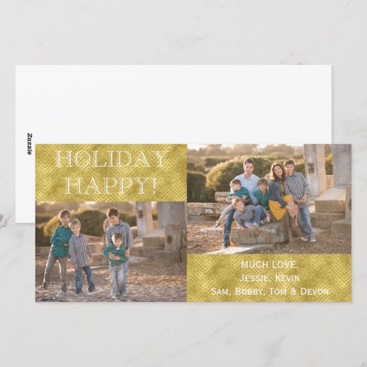 "HOLIDAY HAPPY"-fotokaart/-witte envelop Feestdagenkaart (Voorkant / Achterkant)