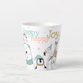 Holiday Happy Joy-oUS Funny Cartoon Animals Latte Mok