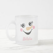 Holiday Happy Snowman Face Monogram Matglas Koffiemok (Links)