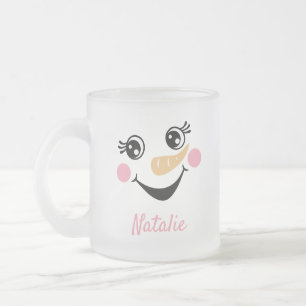 Holiday Happy Snowman Face Monogram Matglas Koffiemok