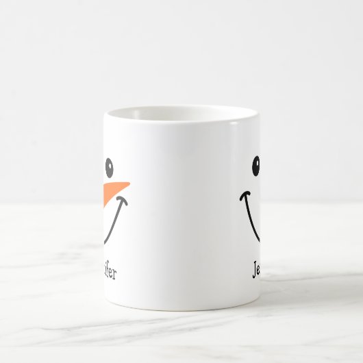 Holiday Happy Snowman Face Persoonlijke naam Koffiemok (Center)