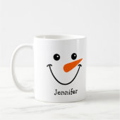 Holiday Happy Snowman Face Persoonlijke naam Koffiemok (Links)