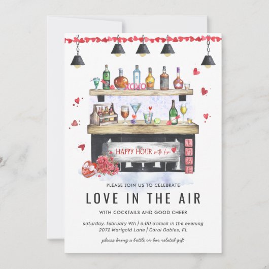 Holiday Happy Uour | Valentijn Cocktail Party Kaart (Voorkant)