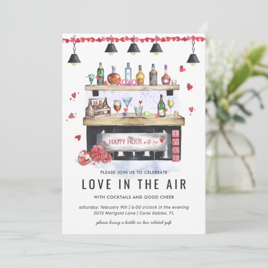 Holiday Happy Uour | Valentijn Cocktail Party Kaart (Staand voorkant)