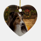 Holiday Heart Sheltie Keramisch Ornament (Achterkant)