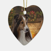 Holiday Heart Sheltie Keramisch Ornament (Links)
