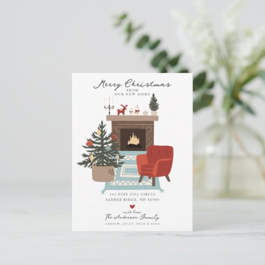 Holiday Hearth Moving Aankondigingskaart (Staand voorkant)