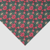 Holiday Hearts & Flowers Pattern–Red, Green & Gold Tissuepapier (Detail)