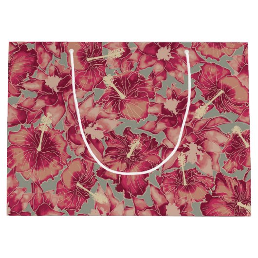 Holiday Hibiscus, Hawaiian Style Kerstmis Groot Cadeauzakje (Voorkant)