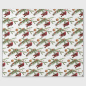 Holiday Highbush Cranberries & Green Spruce Wrappi Cadeaupapier (Vlak)