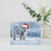Holiday Highland Calf in the Snow Cute Briefkaart (Staand voorkant)