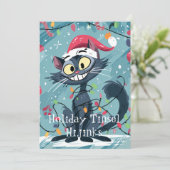 Holiday Hijinks Cat Edition Feestdagenkaart (Staand voorkant)