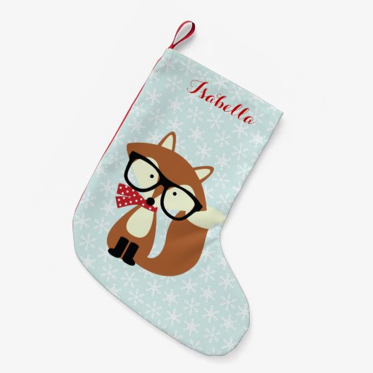 Holiday Hipster Brown Fox Kleine Kerstsok (Voorkant (Hangend))