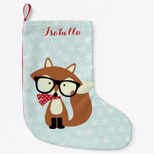 Holiday Hipster Brown Fox Kleine Kerstsok (Voorkant)