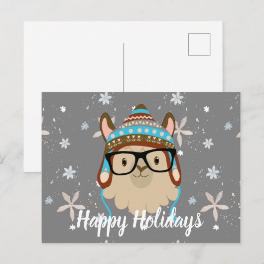 Holiday Hipster Llama Briefkaart (Voorkant / Achterkant)