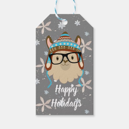 Holiday Hipster Llama Cadeaulabel (Voorkant)