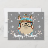 Holiday Hipster Llama Kerstmis Kaart (Voorkant)