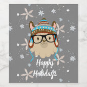 Holiday Hipster Llama Wijn Etiket (Enkel label)
