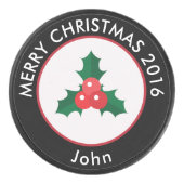 Holiday Hockey Puck/KerstHolly & Berries Hockey Puck (Voorkant)