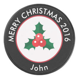 Holiday Hockey Puck/KerstHolly & Berries Hockey Puck