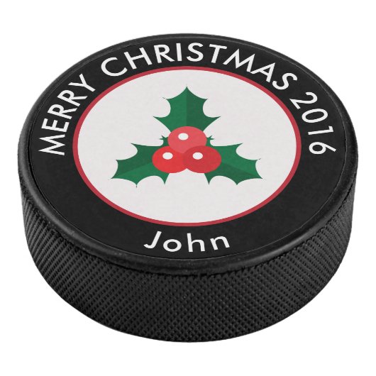 Holiday Hockey Puck/KerstHolly & Berries Hockey Puck (3/4)