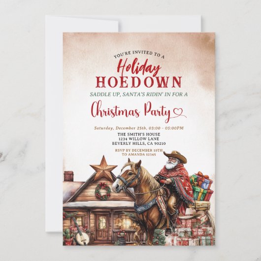 Holiday Hoedown Western Christmas Santa Cowboy Kaart (Voorkant)