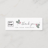 Holiday holly aangepaste logo dank u mini visitekaartje (Voorkant)