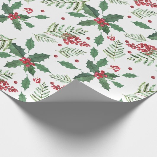 Holiday Holly & Berries - Groot Cadeaupapier (Hoek)