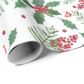 Holiday Holly & Berries - Groot Cadeaupapier (Rol Hoek)