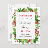 Holiday Holly Berry kerstparty, behalve datum  Aankondigingskaart (Voorkant / Achterkant)