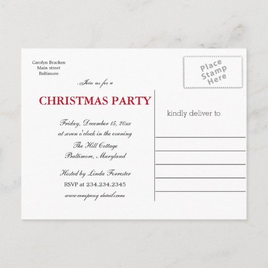 Holiday Holly Berry kerstparty, behalve datum Aankondigingskaart (Achterkant)