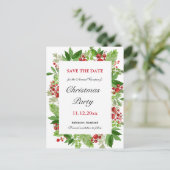 Holiday Holly Berry kerstparty, behalve datum  Aankondigingskaart (Staand voorkant)
