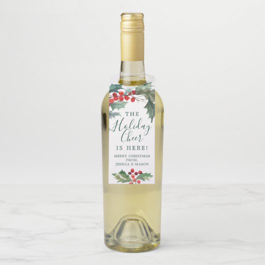 Holiday Holly Bottle Hanger Labels Kerstmis (Op fles)