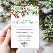 Holiday Holly Christmas Party Invitation Kaart