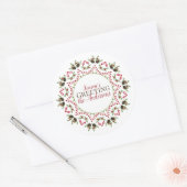 Holiday Holly Circle Mandala Kerstlegant Ronde Sticker (Envelop)