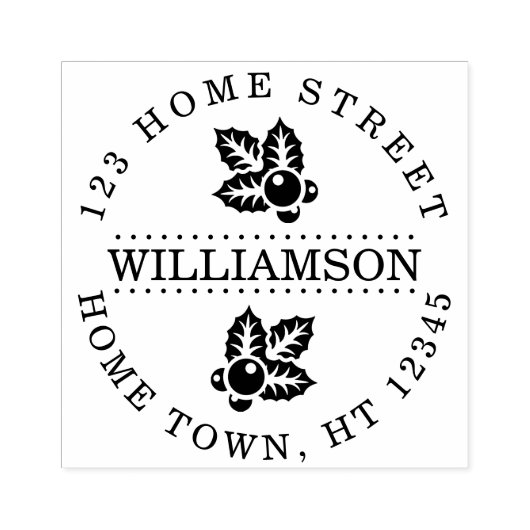 Holiday Holly Circular Return Address Rubberstempel (Afrduk)