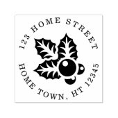 Holiday Holly Circular Return Address Zelfinktende Stempel (Design)